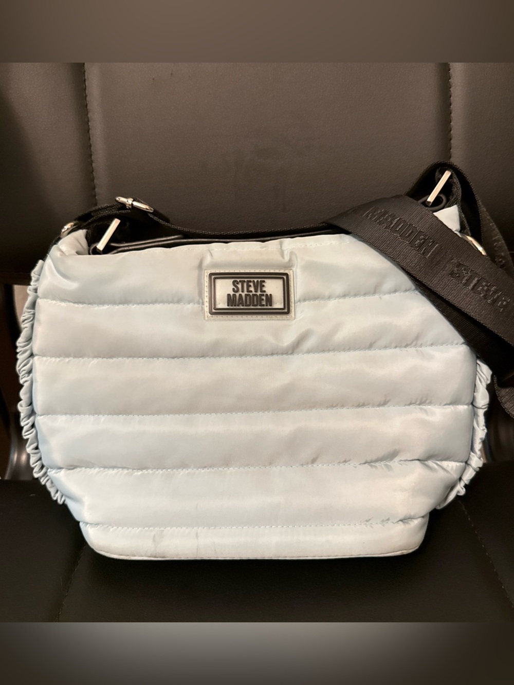 Steve Madden Pale Blue Quilted Messenger Bag